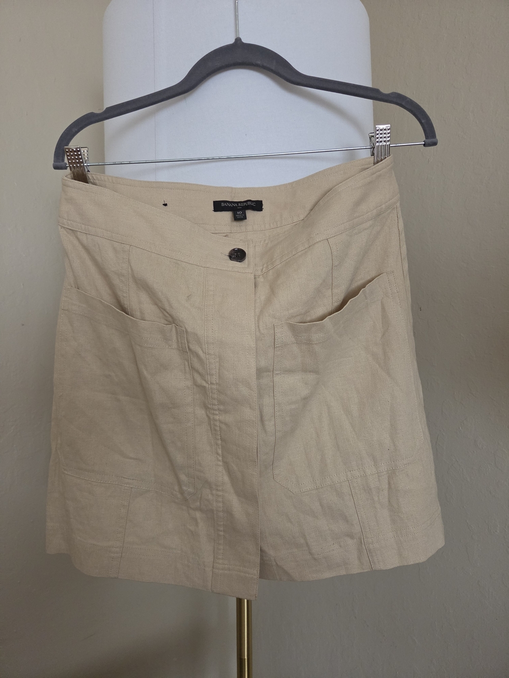 Banana Republic Khaki Linen Blend A-Line Skirt